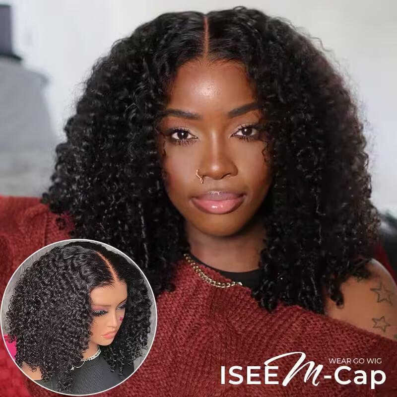 Invisible Bye-Bye Knots M-Cap Wear Go Kinky Curly 9x6 Tiny Knots Pre-Cut HD Lace Glueless Wig