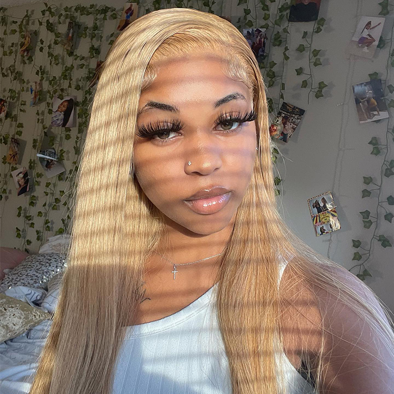 Honey Blonde #27 Color Beyonce Inspired Straight 13*4 Lace Front Wig