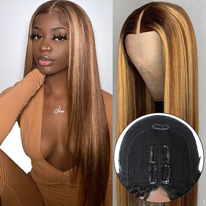 Glueless Straight V Part Highlight Beyonce Wigs For Beginners
