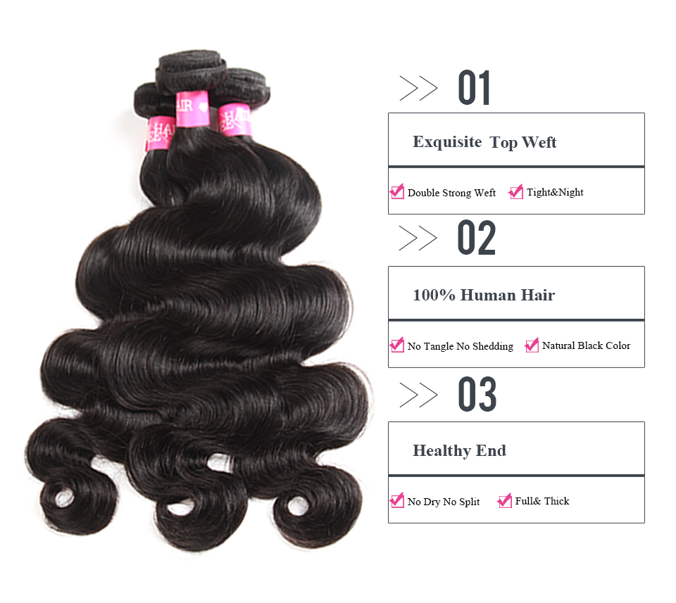 ISEE HAIR 100% Human Virgin Hair Brazilian virgin hair Body Wave 100% ...